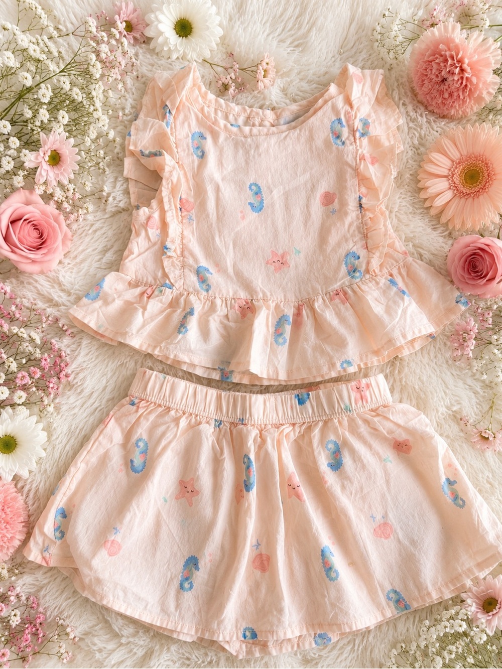 Soft Pink Seashore Kids Matching Set - Brand: